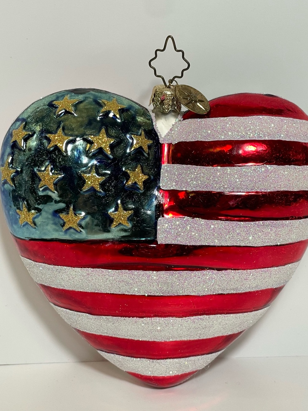 Christopher Radko 2001 "Brave Heart" Heart Shaped Glass Ornament
